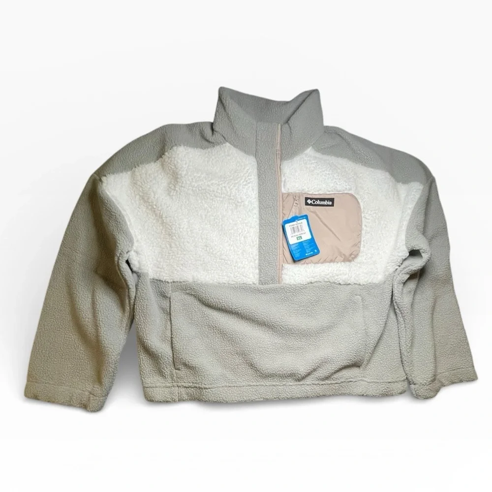 Columbia Women’s Sherpa Fleece 1/4 Zip Pullover Jacket Relax Fit XL Colorblock - Picture 3 of 9